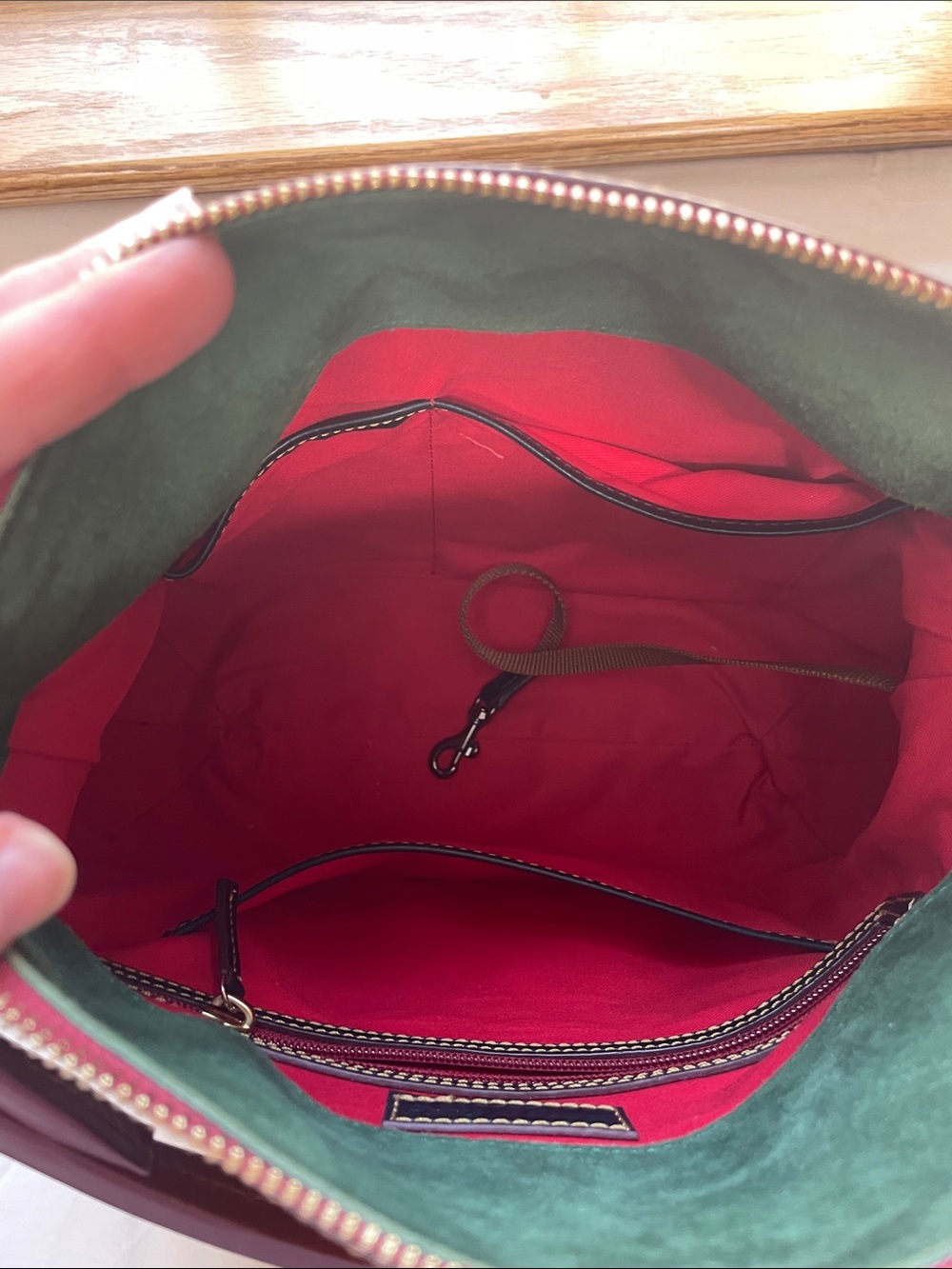 Dooney & Bourke Navy Florentine Twist Strap Hobo Brown Trim and Tassel - Picture 14 of 16